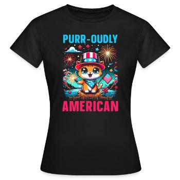 4. Juli-katze Patriotisch, 4. Juli, Usa-flagge. - Frauen T-Shirt - Schwarz - Vorne - AI Model Female 172 dark (172cm)