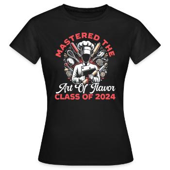 Cours de cuisine à la fin du cours de cuisine-cuisine par - T-shirt Femme - noir - Devant - AI Model Female 172 dark (172cm)