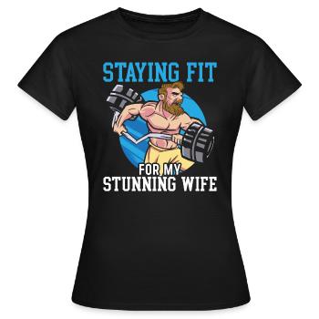 Funny Husband, Motivation, Bodybuilder, Laughter, - Women's T-Shirt - black - Front - AI Model Female 172 dark (172cm)