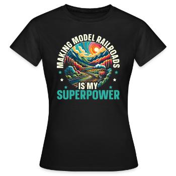 Modelleisenbahn - Frauen T-Shirt - Schwarz - Vorne - AI Model Female 172 dark (172cm)