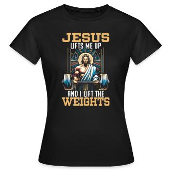 religion religion christianisme haltérophilie jésus - T-shirt Femme - noir - Devant - AI Model Female 172 dark (172cm)