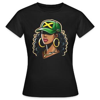 Nationalité du pays battant pavillon de la Jamaïque, I - T-shirt Femme - noir - Devant - AI Model Female 172 dark (172cm)