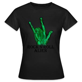 ROCK'N'ROLL ALIEN - T-shirt Femme - noir - Devant - AI Model Female 172 dark (172cm)