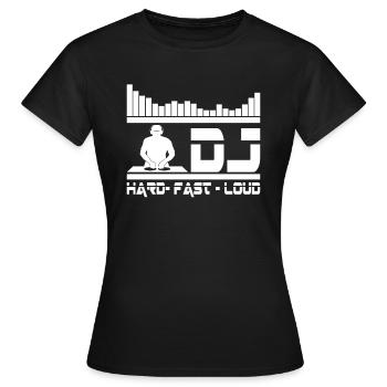 DJ EQUALIZER HARD FAST LOUD - T-shirt Femme - noir - Devant - AI Model Female 172 dark (172cm)