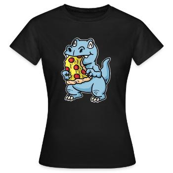 Pizza tranche pizza salami pizza - T-shirt Femme - noir - Devant - AI Model Female 172 dark (172cm)