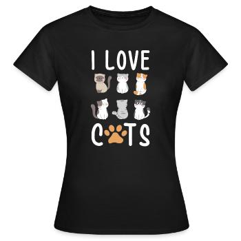 J'aime les chats j'aime les chats - T-shirt Femme - noir - Devant - AI Model Female 172 dark (172cm)