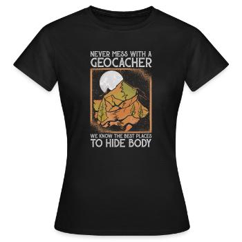 Geocaching Geo Caching Geocacher - T-shirt Femme - noir - Devant - AI Model Female 172 dark (172cm)
