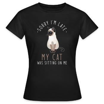 Katze Sorry Im late - Frauen T-Shirt - Schwarz - Vorne - AI Model Female 172 dark (172cm)