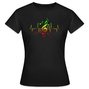 Reggae Musik Note Hearbeat - Frauen T-Shirt - Schwarz - Vorne - AI Model Female 172 dark (172cm)