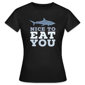 Hai Wortspiel Agréable de vous manger - T-shirt Femme - noir - Devant - AI Model Female 172 dark (172cm)