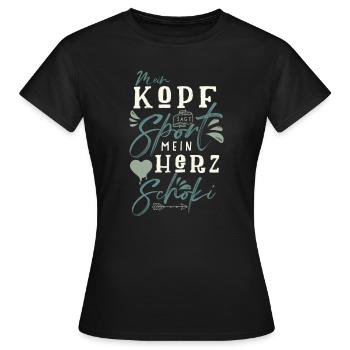 Mein Kopf sagt Sport mein Herz sag Schoki - Frauen T-Shirt - Schwarz - Vorne - AI Model Female 172 dark (172cm)
