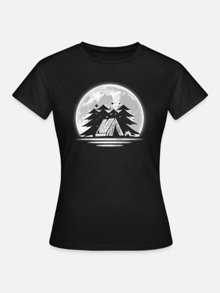 Camp Camping Camper Mond - Frauen T-Shirt - Schwarz