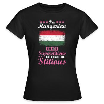 Hongrois Mme Superstitious Stitious - T-shirt Femme - noir - Devant - AI Model Female 172 dark (172cm)
