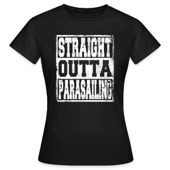 Parachute ascensionnel en disant drôle - T-shirt Femme - noir - Devant - AI Model Female 172 dark (172cm)