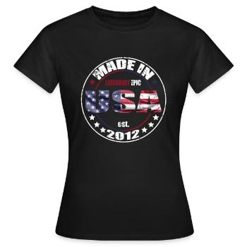 Dicton d’anniversaire Né aux États-Unis 2012 - T-shirt Femme - noir - Devant - AI Model Female 172 dark (172cm)