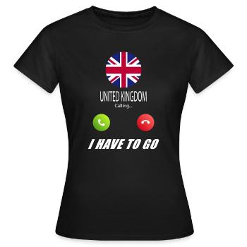 UK ruft an Lusiger Flaggen Spruch - Frauen T-Shirt - Schwarz - Vorne - AI Model Female 172 dark (172cm)