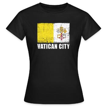 Drapeau de la Cité du Vatican Grunge Drapeau de la Cité du Vatican - T-shirt Femme - noir - Devant - AI Model Female 172 dark (172cm)