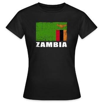 Sambia Flagge Grunge Sambia Fahne - Frauen T-Shirt - Schwarz - Vorne - AI Model Female 172 dark (172cm)