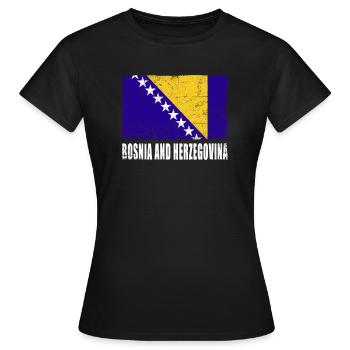 Bosnien Und Herzegowina Flagge - Frauen T-Shirt - Schwarz - Vorne - AI Model Female 172 dark (172cm)