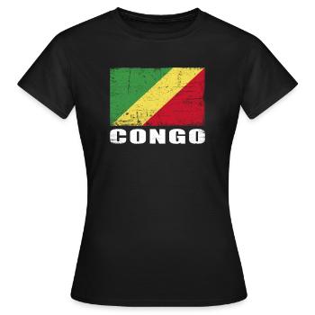 Kongo Flagge Grunge Kongo Fahne - Frauen T-Shirt - Schwarz - Vorne - AI Model Female 172 dark (172cm)
