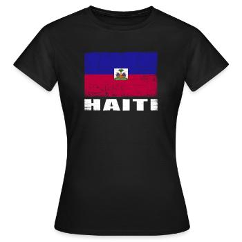 Haiti Flagge Grunge Haiti Fahne - Frauen T-Shirt - Schwarz - Vorne - AI Model Female 172 dark (172cm)