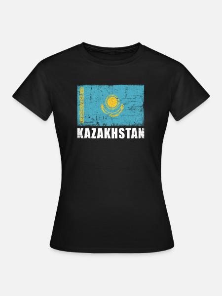 Kasachstan Flagge Grunge Kasachstan Fahne - Frauen T-Shirt - Schwarz