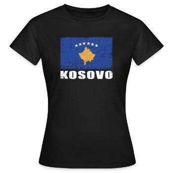 Drapeau du Kosovo Grunge Drapeau du Kosovo - T-shirt Femme - noir - Devant - AI Model Female 172 dark (172cm)