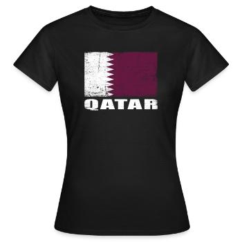 Katar Flagge Grunge Katar Fahne - Frauen T-Shirt - Schwarz - Vorne - AI Model Female 172 dark (172cm)