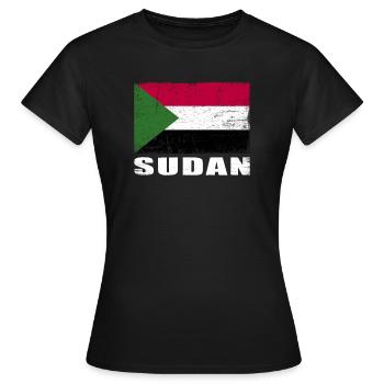 Sudan Flagge Grunge Sudan Fahne - Frauen T-Shirt - Schwarz - Vorne - AI Model Female 172 dark (172cm)