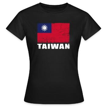 Drapeau de Taïwan Grunge Drapeau de Taïwan - T-shirt Femme - noir - Devant - AI Model Female 172 dark (172cm)