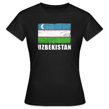 Drapeau de l’Ouzbékistan Grunge Drapeau de l’Ouzbékistan - T-shirt Femme - noir - Devant - AI Model Female 172 dark (172cm)