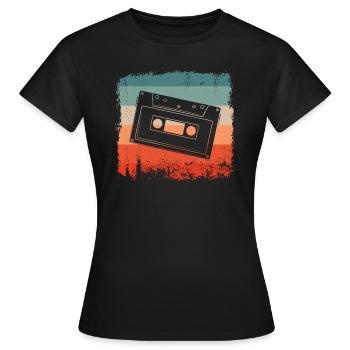 Audio Cassette Retro Tape - T-shirt Femme - noir - Devant - AI Model Female 172 dark (172cm)