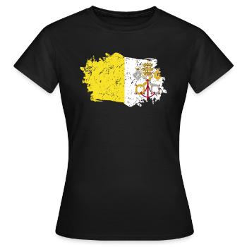 Drapeau de la Cité du Vatican Grunge Drapeau de la Cité du Vatican - T-shirt Femme - noir - Devant - AI Model Female 172 dark (172cm)