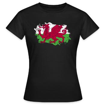 Drapeau du Pays de Galles Grunge Drapeau du Pays de Galles - T-shirt Femme - noir - Devant - AI Model Female 172 dark (172cm)
