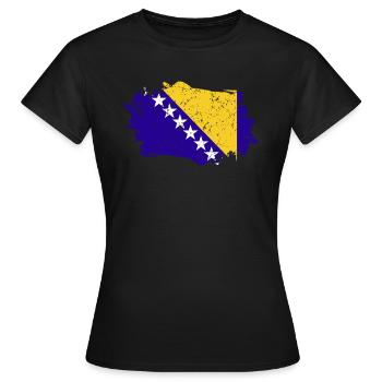 Bosnien Und Herzegowina Flagge - Frauen T-Shirt - Schwarz - Vorne - AI Model Female 172 dark (172cm)