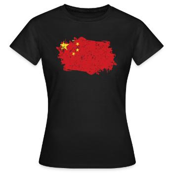 Drapeau de Chine Grunge Drapeau de Chine - T-shirt Femme - noir - Devant - AI Model Female 172 dark (172cm)