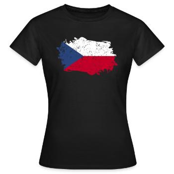 Tschechien Flagge Grunge Tschechien Fahne - Frauen T-Shirt - Schwarz - Vorne - AI Model Female 172 dark (172cm)