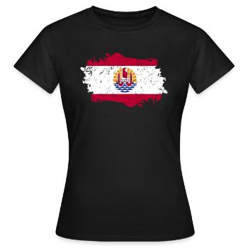 drapeau de la Polynésie Français - T-shirt Femme - noir - Devant - AI Model Female 172 dark (172cm)