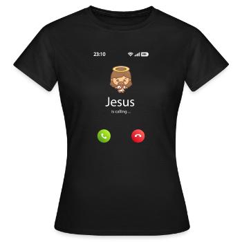 Jesus is calling - Women's T-Shirt - black - Front - AI Model Female 172 dark (172cm)