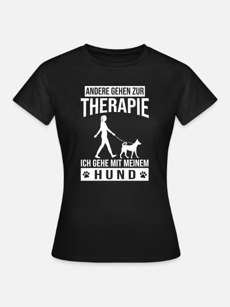 Hund Frauchen Gassi Gehen - Frauen T-Shirt - Schwarz