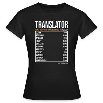 Translator daily values - Women's T-Shirt - black - Front - AI Model Female 172 dark (172cm)