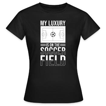 Fußball Fußballer Spruch Fußballplatz - Frauen T-Shirt - Schwarz - Vorne - AI Model Female 172 dark (172cm)