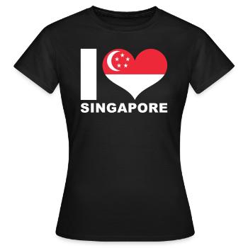 J’adore Singapour drapeau du cœur Singapour - T-shirt Femme - noir - Devant - AI Model Female 172 dark (172cm)