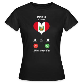 Peru is calling Peru Heart Souvenir - Women's T-Shirt - black - Front - AI Model Female 172 dark (172cm)