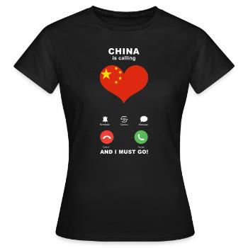 China is calling China Heart Souvenir - Women's T-Shirt - black - Front - AI Model Female 172 dark (172cm)