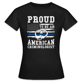 Criminologue Criminologie Informations nutritionnelles - T-shirt Femme - noir - Devant - AI Model Female 172 dark (172cm)