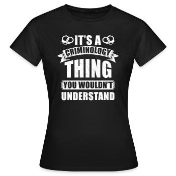 Criminologue Criminologie Informations nutritionnelles - T-shirt Femme - noir - Devant - AI Model Female 172 dark (172cm)