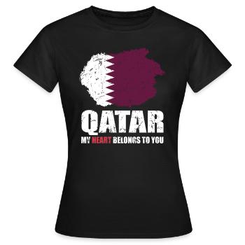 Katar Fahne - Frauen T-Shirt - Schwarz - Vorne - AI Model Female 172 dark (172cm)