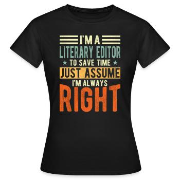 Editeur littéraire - T-shirt Femme - noir - Devant - AI Model Female 172 dark (172cm)
