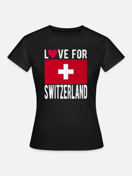 Schweiz Fahne - Frauen T-Shirt - Schwarz